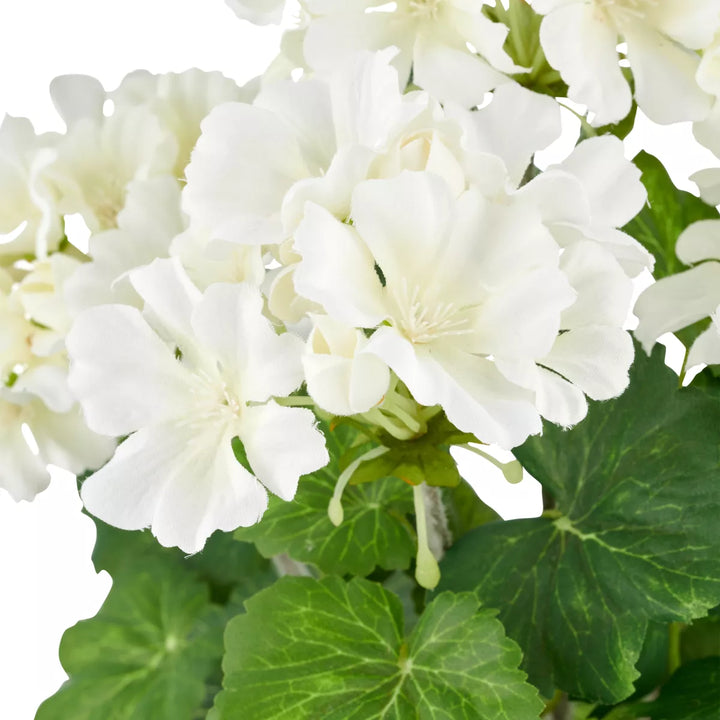 Flourify Witte geranium struik in pot kunstbloem. 36 cm 