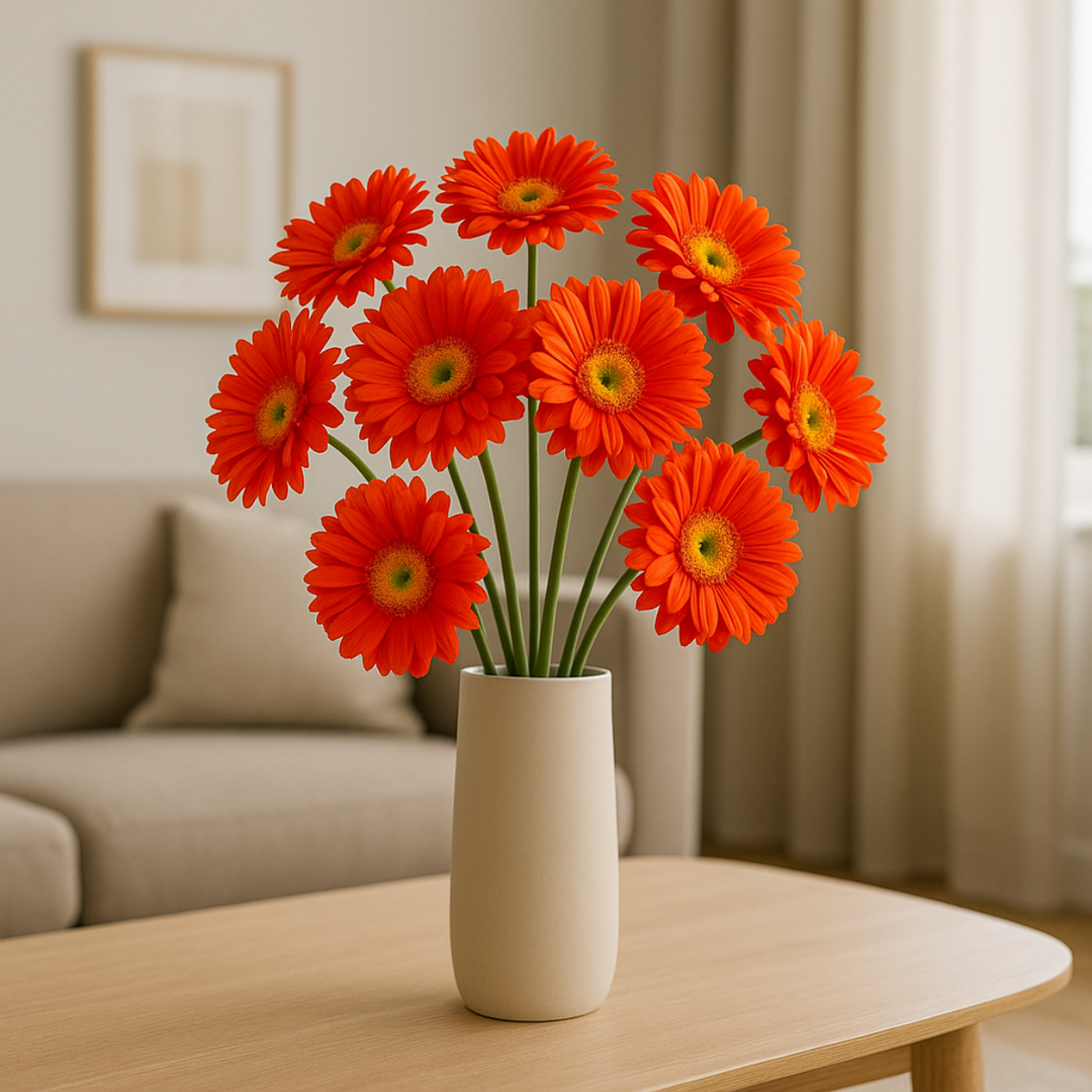 Kunstblume Gerbera 63 cm. 8er-Bündel