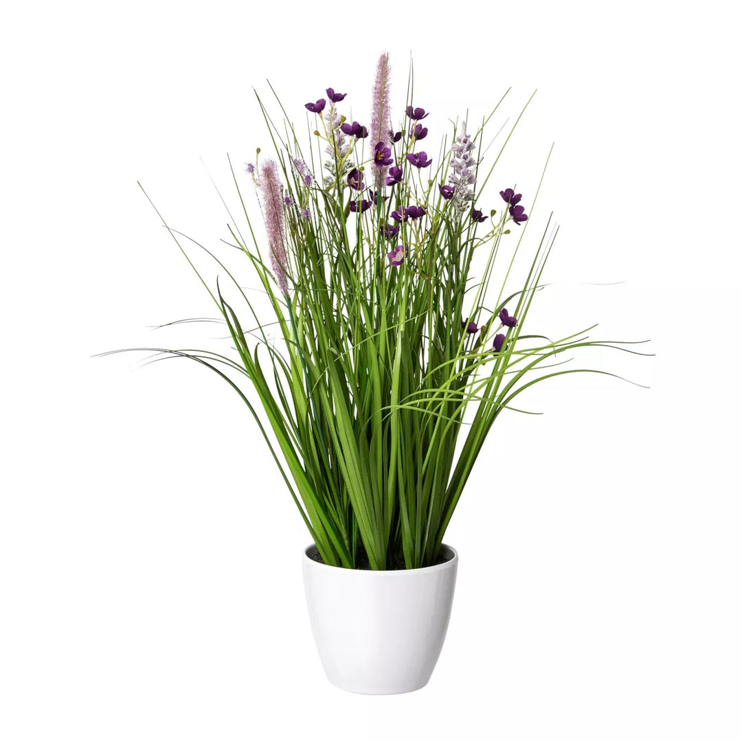 Flourify Bloemen-gras-mix in witte pot